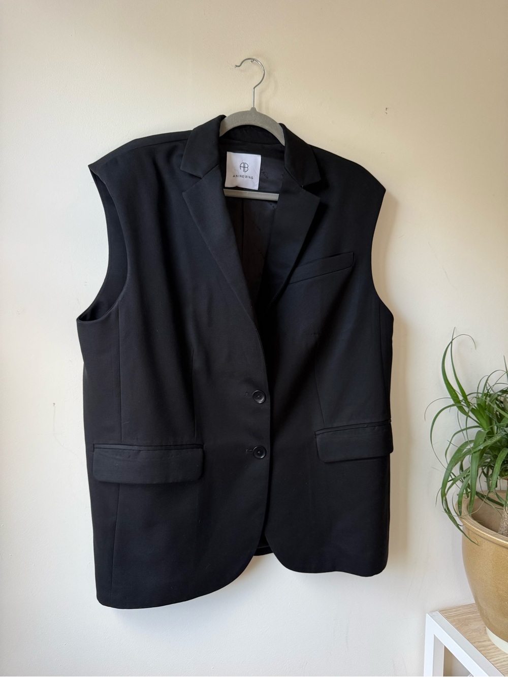 Anine Bing wool Sleeveless Black Blazer Vest oversized unisex tailored piece